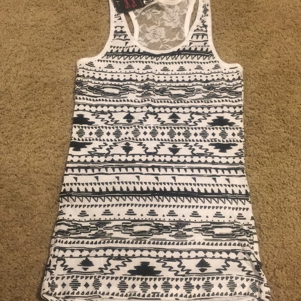 Tank top with lace back.